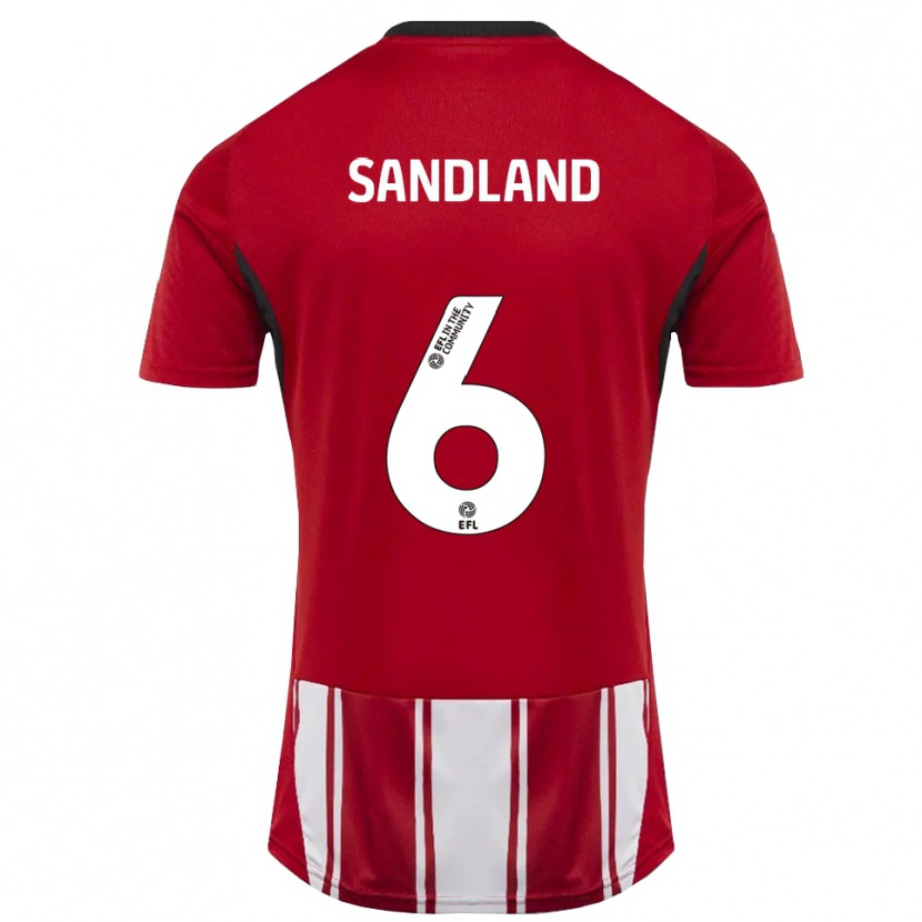 Danxen Mænd Jessica Sandland #6 Rød Hvid Sort Hjemmebane Spillertrøjer 2025/26 Trøje T-Shirt