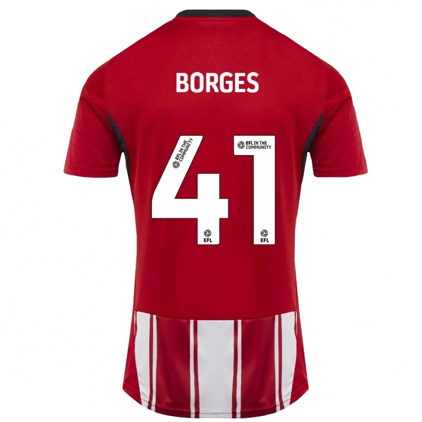 Danxen Mænd Pedro Borges #41 Rød Hvid Sort Hjemmebane Spillertrøjer 2025/26 Trøje T-Shirt