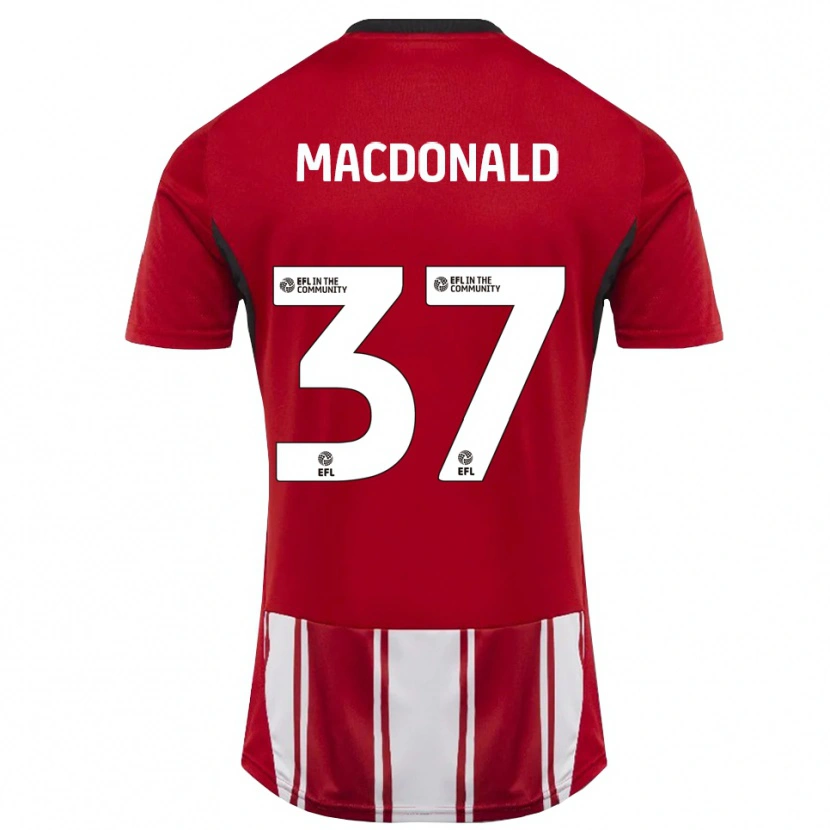 Danxen Mænd Shaun Macdonald #37 Rød Hvid Sort Hjemmebane Spillertrøjer 2025/26 Trøje T-Shirt