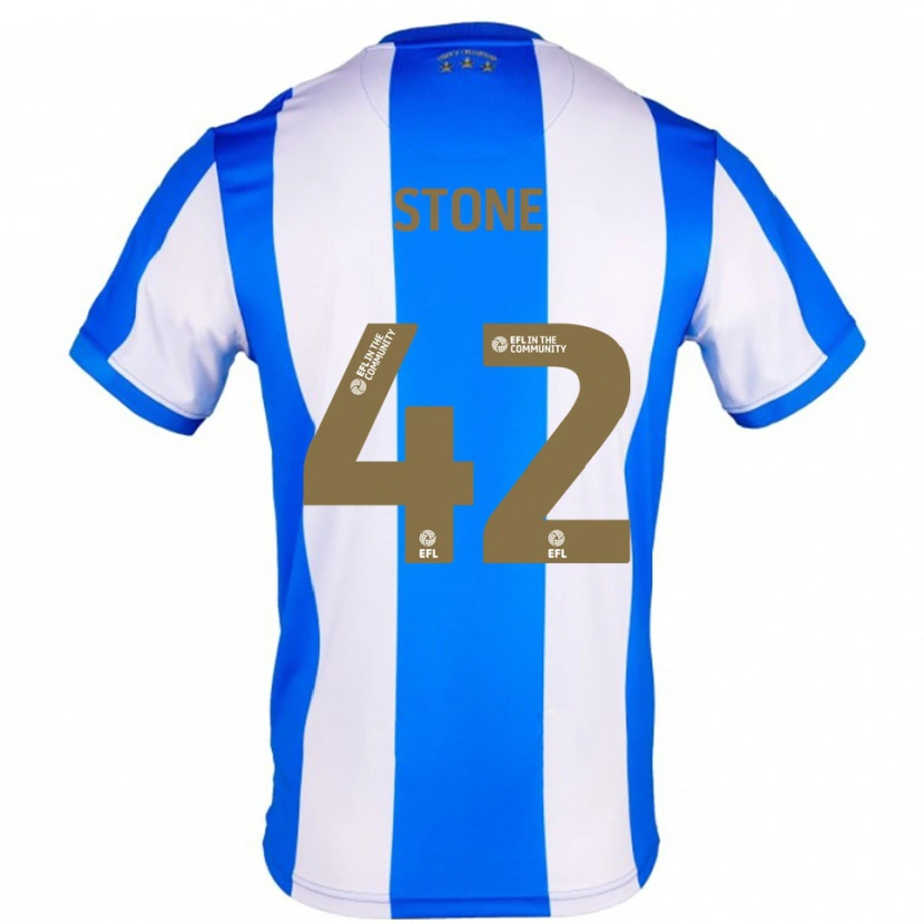 Danxen Mænd Michael Stone #42 Blå Hvid Hjemmebane Spillertrøjer 2025/26 Trøje T-Shirt