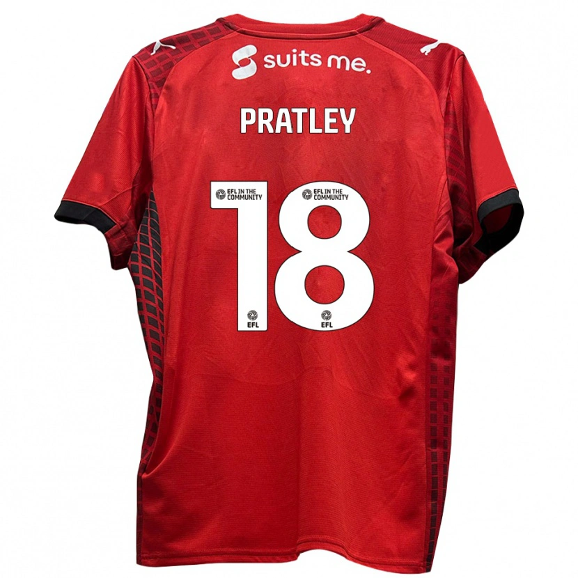 Danxen Mænd Darren Pratley #18 Rød Sort Hjemmebane Spillertrøjer 2025/26 Trøje T-Shirt
