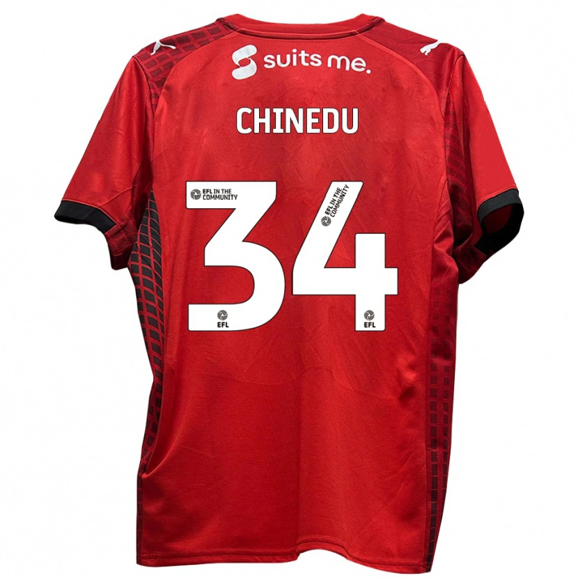 Danxen Mænd Phillip Chinedu #34 Rød Sort Hjemmebane Spillertrøjer 2025/26 Trøje T-Shirt