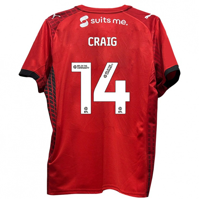 Danxen Mænd Michael Craig #14 Rød Sort Hjemmebane Spillertrøjer 2025/26 Trøje T-Shirt