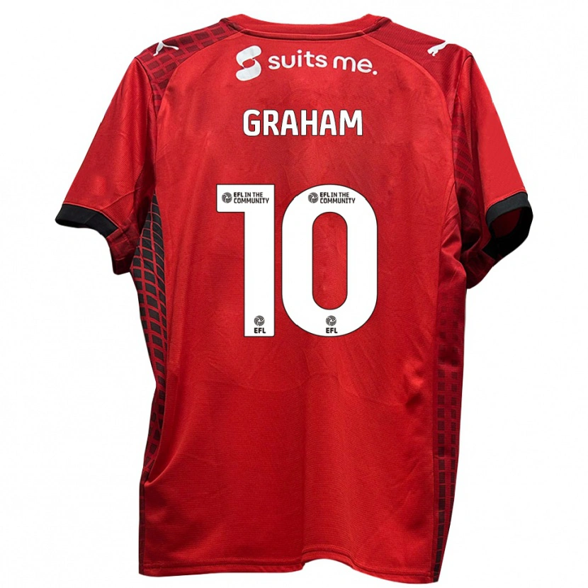 Danxen Mænd Jordan Graham #10 Rød Sort Hjemmebane Spillertrøjer 2025/26 Trøje T-Shirt