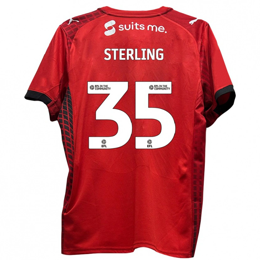Danxen Mænd Aaron Sterling #35 Rød Sort Hjemmebane Spillertrøjer 2025/26 Trøje T-Shirt
