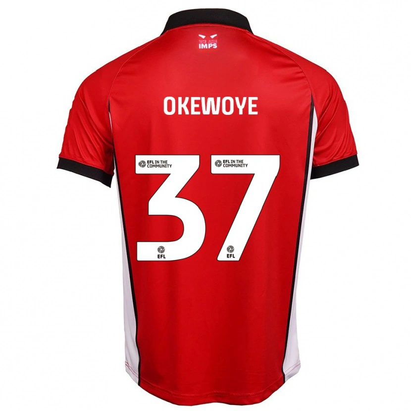 Danxen Mænd Gbolahan Okewoye #37 Rød Hvid Hjemmebane Spillertrøjer 2025/26 Trøje T-Shirt