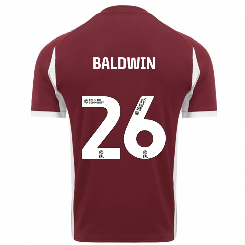 Danxen Mænd Jack Baldwin #26 Burgunder Hvid Hjemmebane Spillertrøjer 2025/26 Trøje T-Shirt