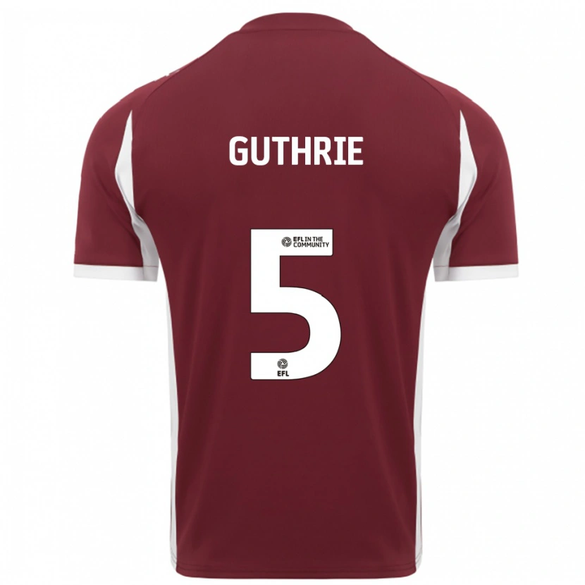 Danxen Mænd Jon Guthrie #5 Burgunder Hvid Hjemmebane Spillertrøjer 2025/26 Trøje T-Shirt