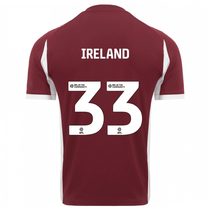 Danxen Mænd Matthew Ireland #33 Burgunder Hvid Hjemmebane Spillertrøjer 2025/26 Trøje T-Shirt