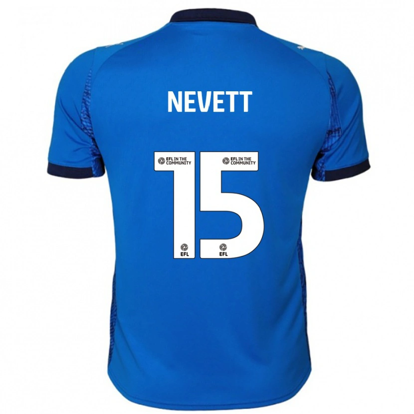 Danxen Mænd George Nevett #15 Blå Hvid Hjemmebane Spillertrøjer 2025/26 Trøje T-Shirt