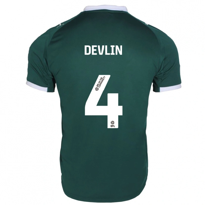 Danxen Mænd Billy Devlin #4 Grøn Hvid Hjemmebane Spillertrøjer 2025/26 Trøje T-Shirt
