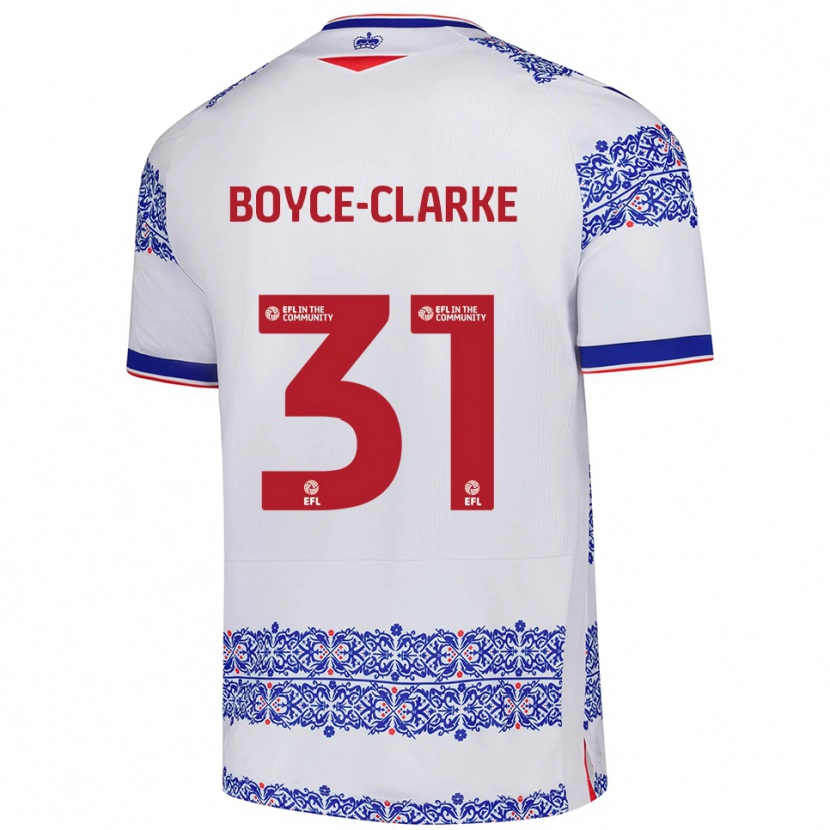 Danxen Mænd Coniah Boyce-Clarke #31 Hvid Blå Hjemmebane Spillertrøjer 2025/26 Trøje T-Shirt