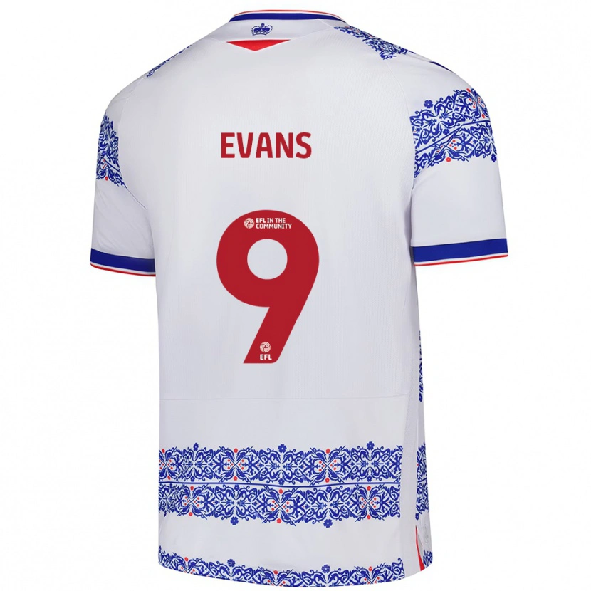 Danxen Mænd Reece Evans #9 Hvid Blå Hjemmebane Spillertrøjer 2025/26 Trøje T-Shirt