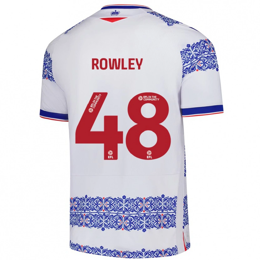 Danxen Mænd Matthew Rowley #48 Hvid Blå Hjemmebane Spillertrøjer 2025/26 Trøje T-Shirt