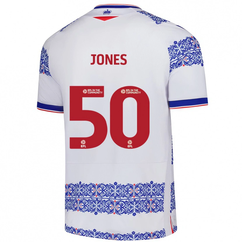 Danxen Mænd Jerae Jones #50 Hvid Blå Hjemmebane Spillertrøjer 2025/26 Trøje T-Shirt