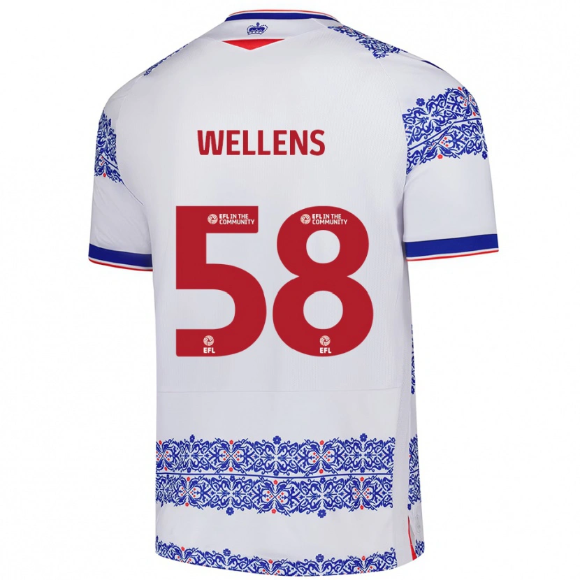 Danxen Mænd Charlie Wellens #58 Hvid Blå Hjemmebane Spillertrøjer 2025/26 Trøje T-Shirt