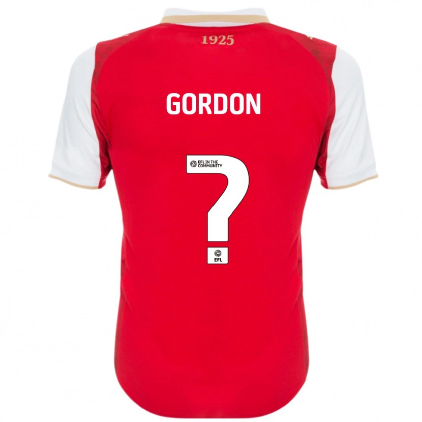 Danxen Mænd Owain Gordon #0 Rød Hvid Hjemmebane Spillertrøjer 2025/26 Trøje T-Shirt