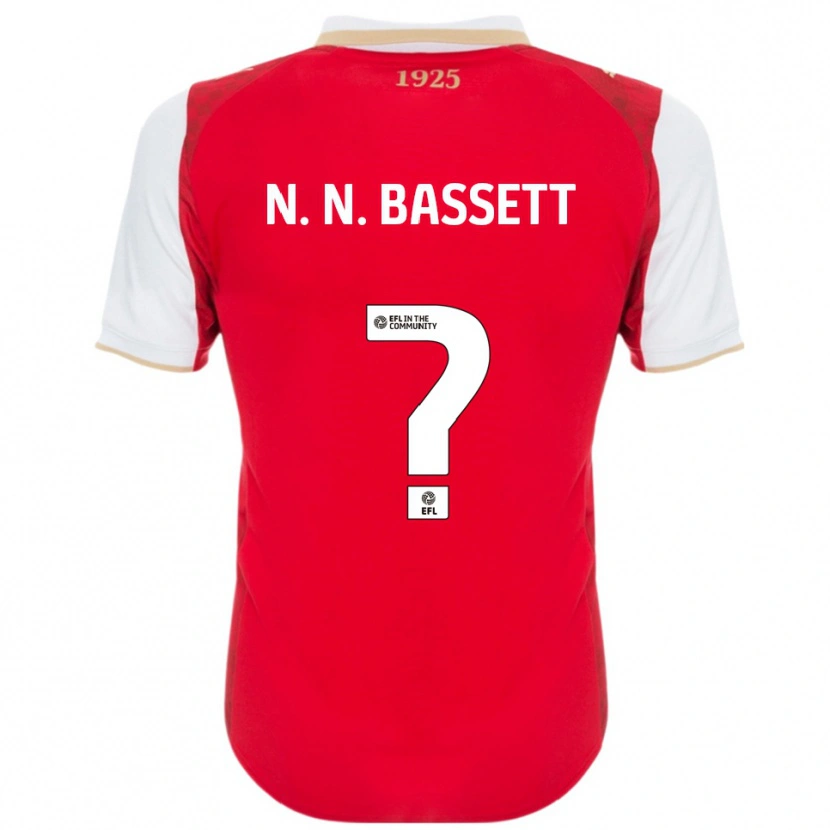 Danxen Mænd N. N. Bassett #0 Rød Hvid Hjemmebane Spillertrøjer 2025/26 Trøje T-Shirt