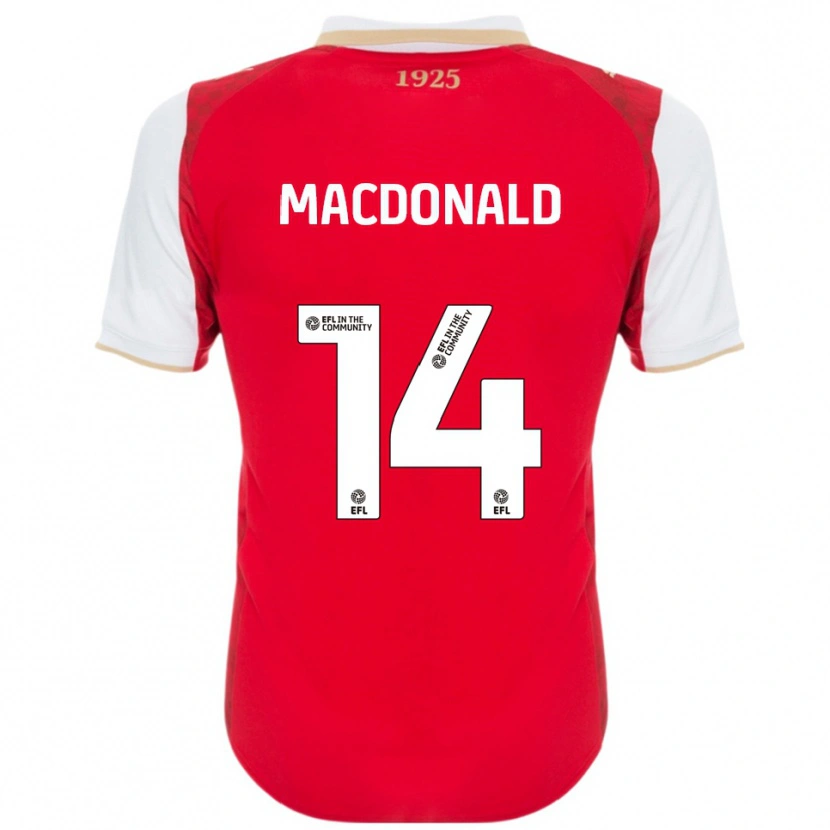 Danxen Mænd Alex Macdonald #14 Rød Hvid Hjemmebane Spillertrøjer 2025/26 Trøje T-Shirt