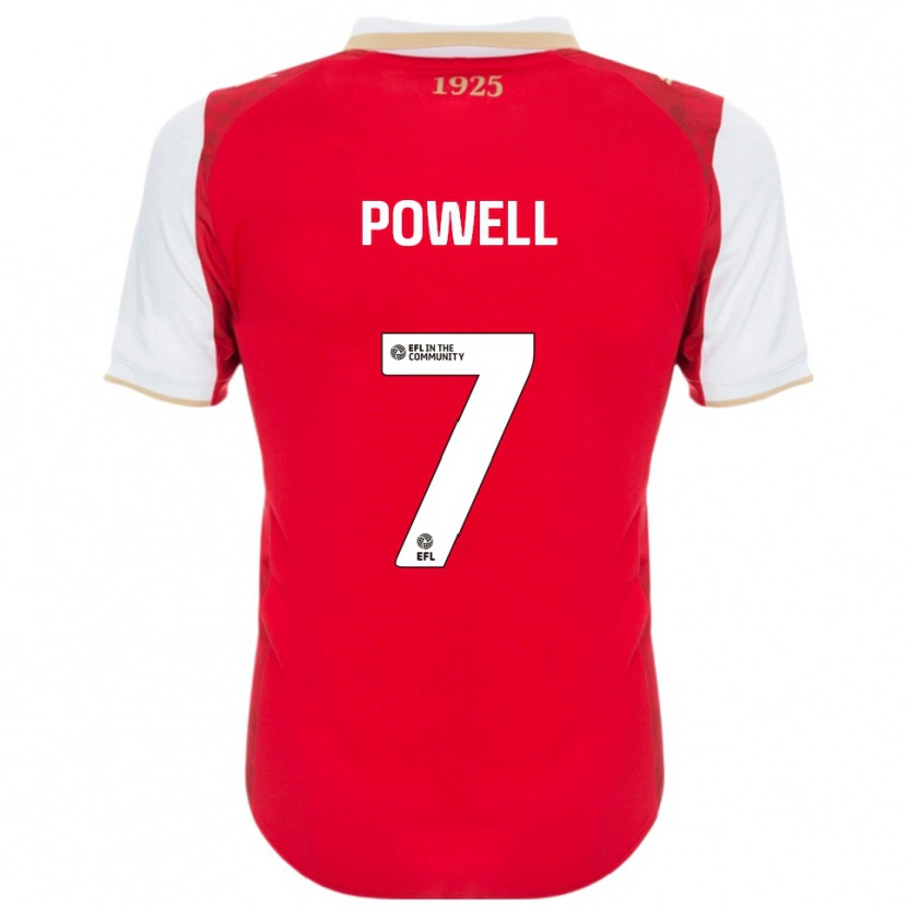 Danxen Mænd Joe Powell #7 Rød Hvid Hjemmebane Spillertrøjer 2025/26 Trøje T-Shirt