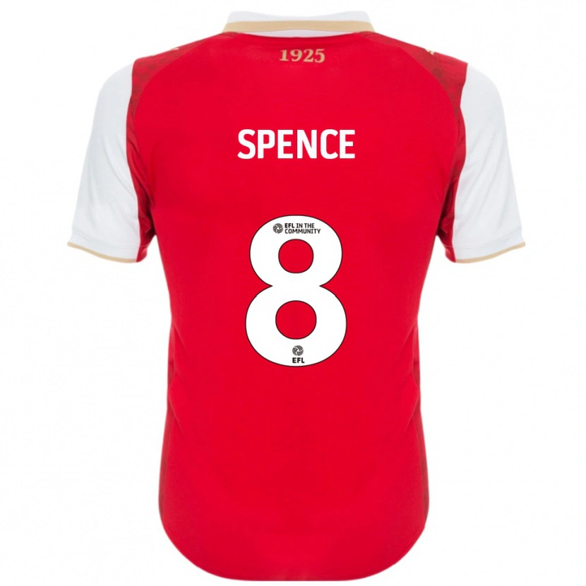 Danxen Mænd Kian Spence #8 Rød Hvid Hjemmebane Spillertrøjer 2025/26 Trøje T-Shirt