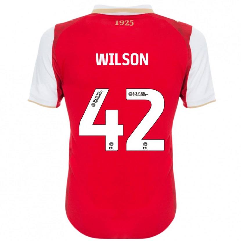 Danxen Mænd Reece Wilson #42 Rød Hvid Hjemmebane Spillertrøjer 2025/26 Trøje T-Shirt