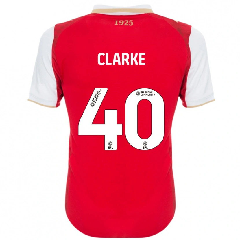 Danxen Mænd Lewis Clarke #40 Rød Hvid Hjemmebane Spillertrøjer 2025/26 Trøje T-Shirt