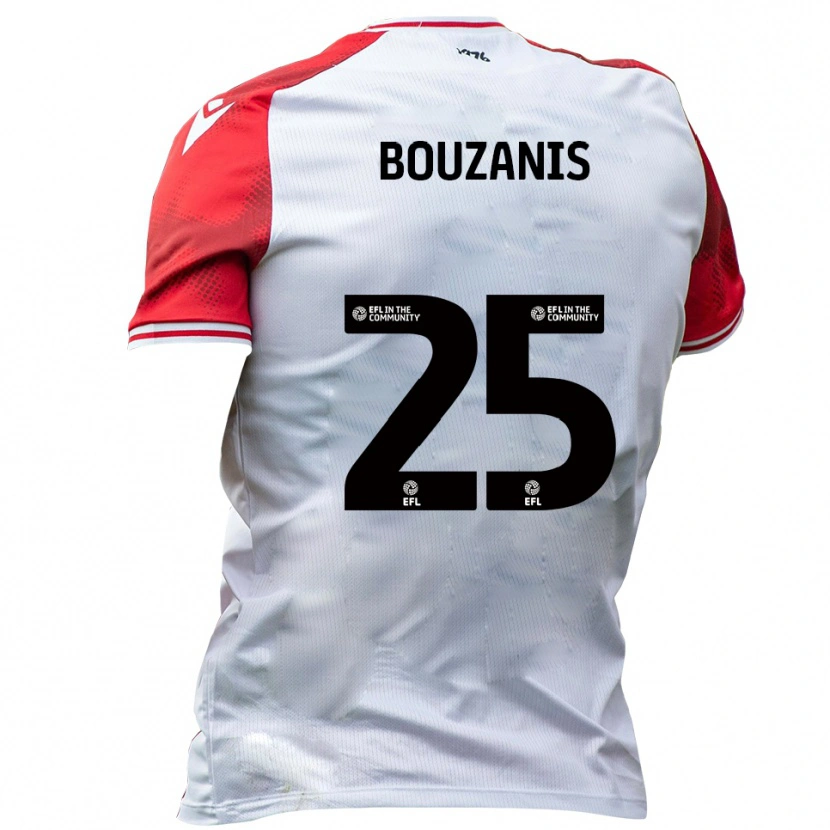 Danxen Mænd Dean Bouzanis #25 Hvid Rød Hjemmebane Spillertrøjer 2025/26 Trøje T-Shirt