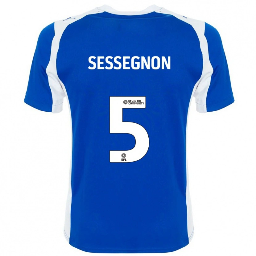 Danxen Mænd Steven Sessegnon #5 Blå Hvid Hjemmebane Spillertrøjer 2025/26 Trøje T-Shirt