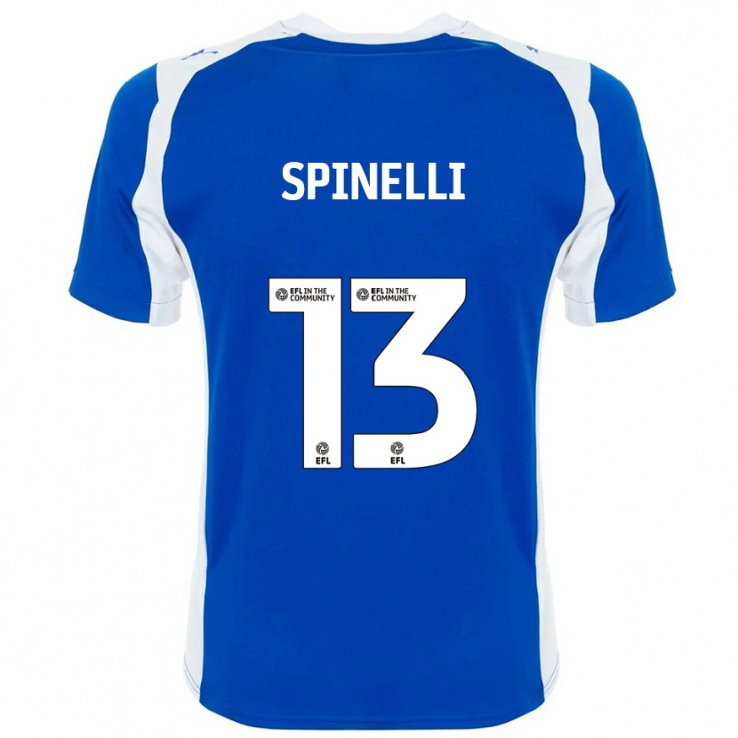 Danxen Mænd Matteo Spinelli #13 Blå Hvid Hjemmebane Spillertrøjer 2025/26 Trøje T-Shirt