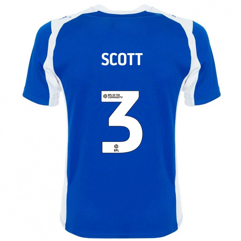 Danxen Mænd Holly Scott #3 Blå Hvid Hjemmebane Spillertrøjer 2025/26 Trøje T-Shirt