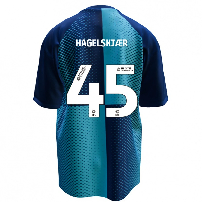 Danxen Mænd Anders Hagelskjær #45 Blå Lyseblå Hjemmebane Spillertrøjer 2025/26 Trøje T-Shirt
