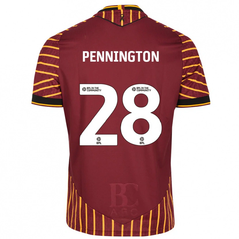 Danxen Mænd Matthew Pennington #28 Orange Burgunder Hjemmebane Spillertrøjer 2025/26 Trøje T-Shirt