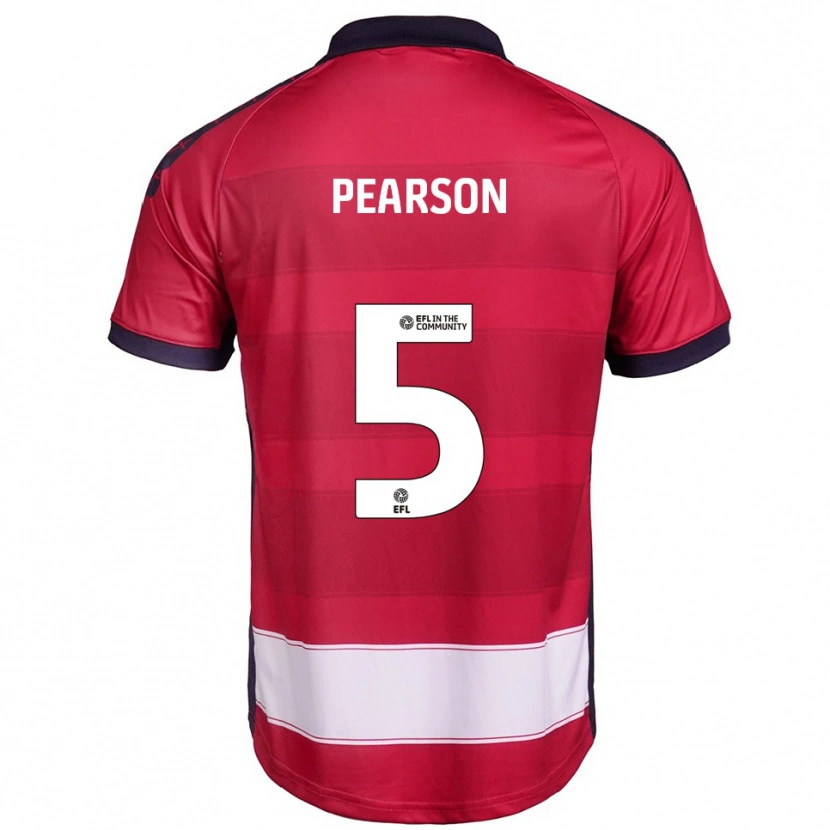 Danxen Mænd Matty Pearson #5 Rød Hvid Hjemmebane Spillertrøjer 2025/26 Trøje T-Shirt