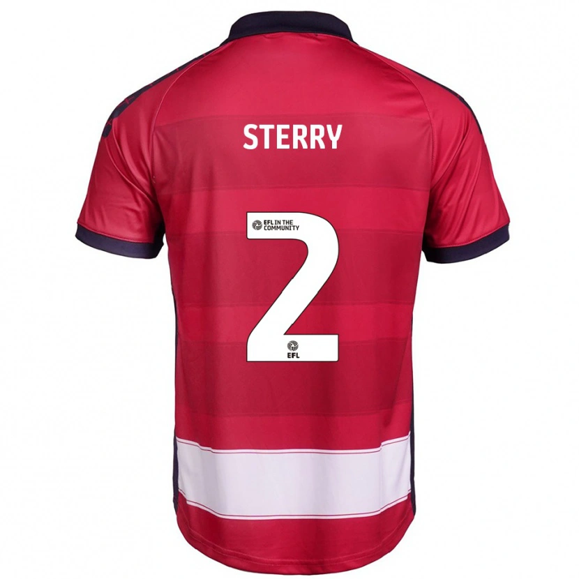 Danxen Mænd Jamie Sterry #2 Rød Hvid Hjemmebane Spillertrøjer 2025/26 Trøje T-Shirt