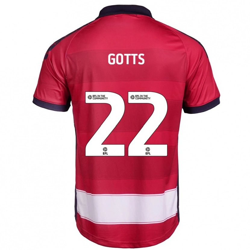 Danxen Mænd Robbie Gotts #22 Rød Hvid Hjemmebane Spillertrøjer 2025/26 Trøje T-Shirt