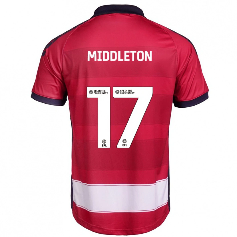 Danxen Mænd Glenn Middleton #17 Rød Hvid Hjemmebane Spillertrøjer 2025/26 Trøje T-Shirt
