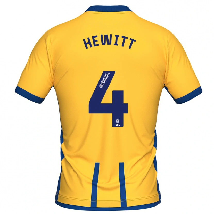 Danxen Mænd Elliott Hewitt #4 Gul Blå Hjemmebane Spillertrøjer 2025/26 Trøje T-Shirt