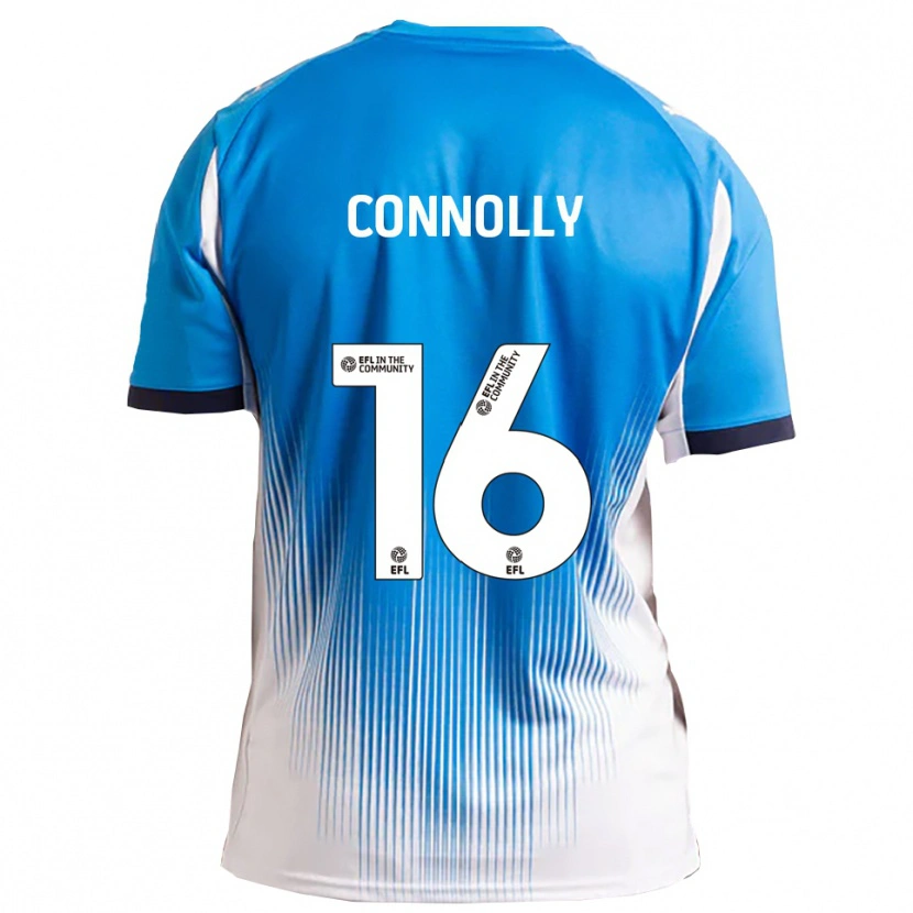 Danxen Mænd Callum Connolly #16 Blå Hvid Hjemmebane Spillertrøjer 2025/26 Trøje T-Shirt