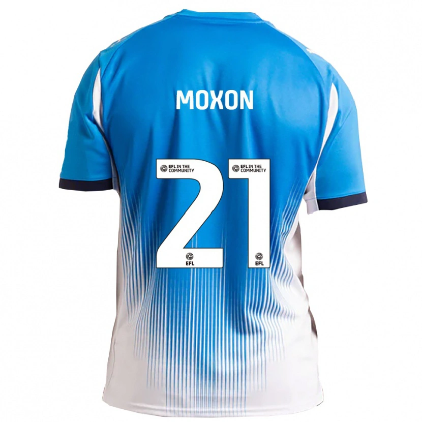 Danxen Mænd Owen Moxon #21 Blå Hvid Hjemmebane Spillertrøjer 2025/26 Trøje T-Shirt