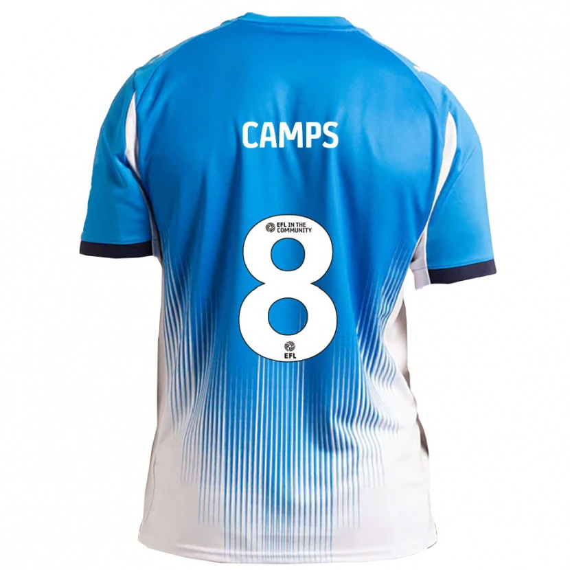 Danxen Mænd Callum Camps #8 Blå Hvid Hjemmebane Spillertrøjer 2025/26 Trøje T-Shirt