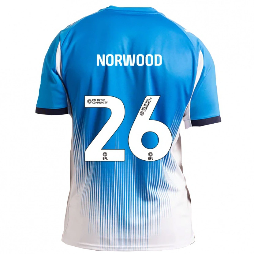 Danxen Mænd Oliver Norwood #26 Blå Hvid Hjemmebane Spillertrøjer 2025/26 Trøje T-Shirt