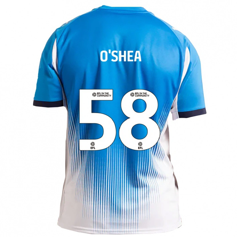 Danxen Mænd Cian O'shea #58 Blå Hvid Hjemmebane Spillertrøjer 2025/26 Trøje T-Shirt