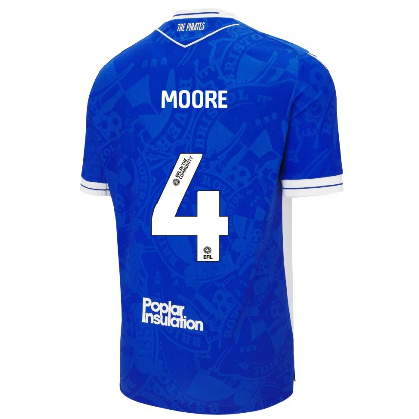 Danxen Mænd Taylor Moore #4 Blå Hvid Hjemmebane Spillertrøjer 2025/26 Trøje T-Shirt