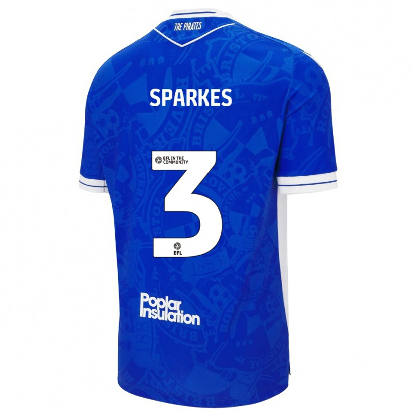 Danxen Mænd Jack Sparkes #3 Blå Hvid Hjemmebane Spillertrøjer 2025/26 Trøje T-Shirt