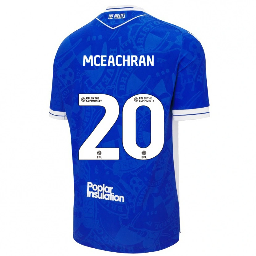 Danxen Mænd Josh Mceachran #20 Blå Hvid Hjemmebane Spillertrøjer 2025/26 Trøje T-Shirt