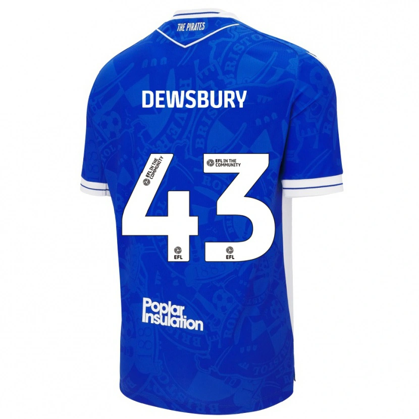 Danxen Mænd Ollie Dewsbury #43 Blå Hvid Hjemmebane Spillertrøjer 2025/26 Trøje T-Shirt