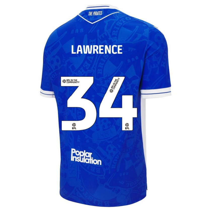 Danxen Mænd Jerry Lawrence #34 Blå Hvid Hjemmebane Spillertrøjer 2025/26 Trøje T-Shirt