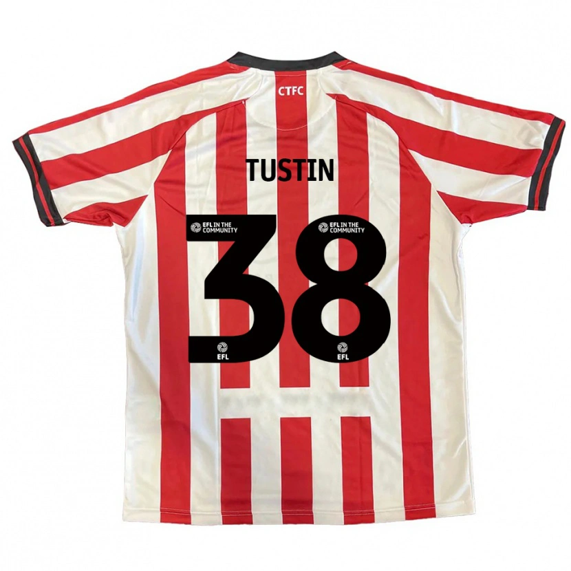 Danxen Mænd Harry Tustin #38 Rød Hvid Sort Hjemmebane Spillertrøjer 2025/26 Trøje T-Shirt