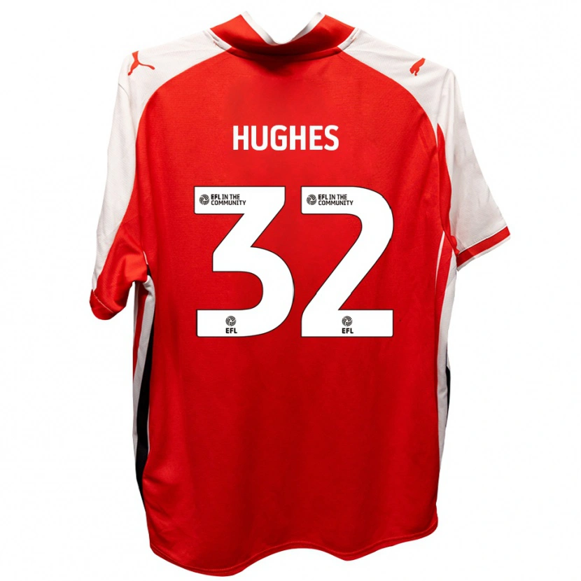 Danxen Mænd Kayden Hughes #32 Rød Hvid Hjemmebane Spillertrøjer 2025/26 Trøje T-Shirt